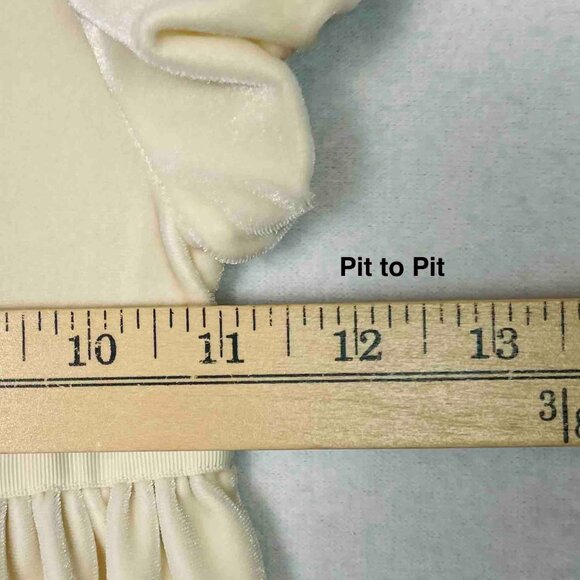 Ralph Lauren Short Sleeve Cream Velvet Dress Girls Size 24 Months - Picture 8 of 9